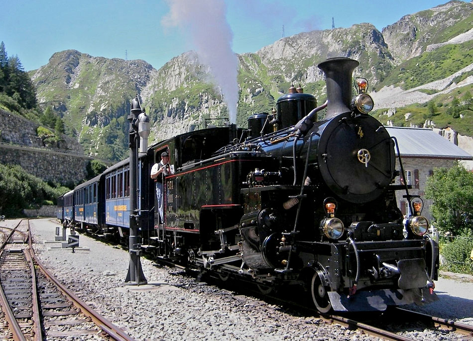 Được xây dựng năm 1925, tuyến đường qua đèo Furka được coi là một trong những tuyến đường sắt hiểm trở và đẹp nhất Thụy Sỹ. Ảnh: Internet