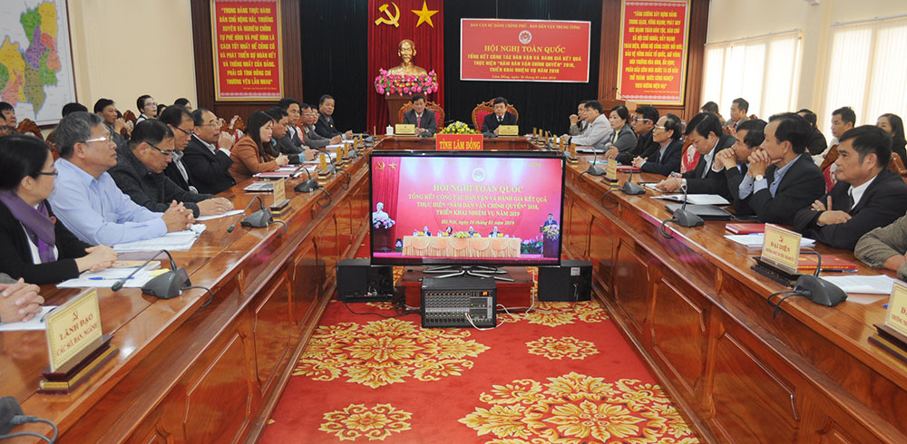 Các đại biểu tham dự hội nghị điểm cầu Lâm Đồng