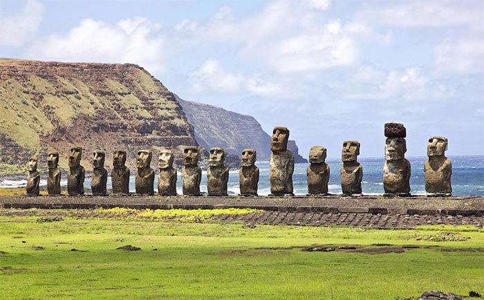 Đảo Phục sinh nằm cách bờ biển phía tây Chile chừng 3700 km. Trên hòn đảo này, có hơn 900 bức tượng đá, trọng lượng của mỗi bức tượng là khoảng 13 tấn. Về công dụng của những pho tượng này thì đến nay vẫn là một bí ẩn chưa có giải đáp.
