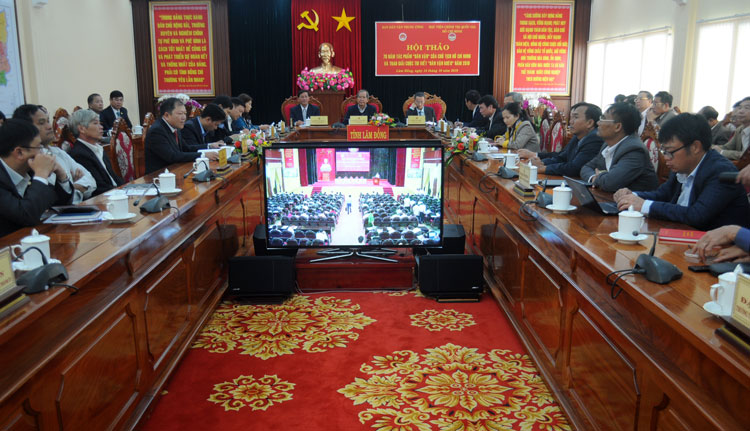 Các đại biểu tham dự Hội thảo tại điểm cầu Lâm Đồng