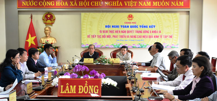  Tại đầu cầu Lâm Đồng, Bí thư Tỉnh ủy Nguyễn Xuân Tiến và Chủ tịch UBND tỉnh Đoàn Văn Việt cùng chủ trì với sự tham dự của các sở, ngành chức năng và các hợp tác xã (HTX) tiêu biểu trên địa bàn