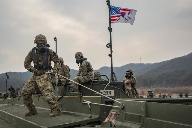 Hình ảnh quân đội Mỹ trong một cuộc tập trận chung với Hàn Quốc
