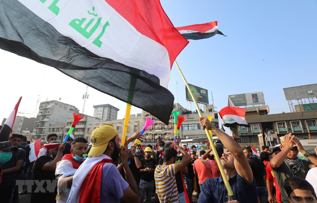 Người biểu tình phản đối Chính phủ tập trung tại quảng trường Tahrir ở thủ đô Baghdad, Iraq