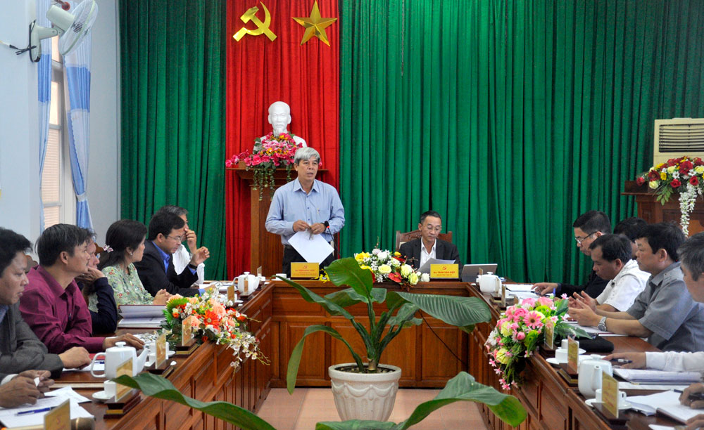 Đồng chí Trần Minh Thức - Bí thư Huyện ủy Đam Rông phát biểu tại buổi làm việc