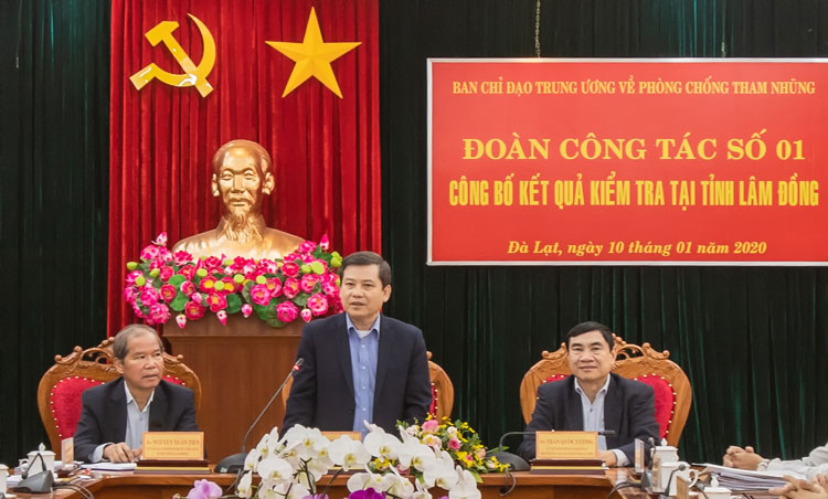Đoàn công tác của Ban Chỉ đạo Trung ương về phòng, chống tham nhũng công bố kết quả kiểm tra tại Lâm Đồng