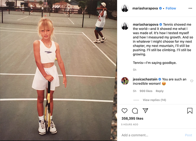 Thông báo giải nghệ của Maria Sharapova trên tài khoản Instagram.