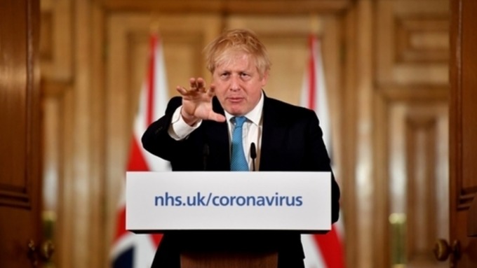 Thủ tướng Anh Boris Johnson tại cuộc họp báo ở Số 10 Phố Downing