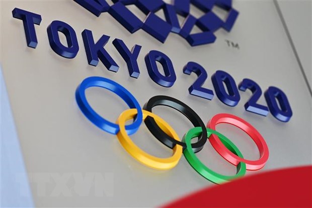 Biểu tượng Olympic Tokyo 2020 tại Tokyo, Nhật Bản, ngày 15/3/2020