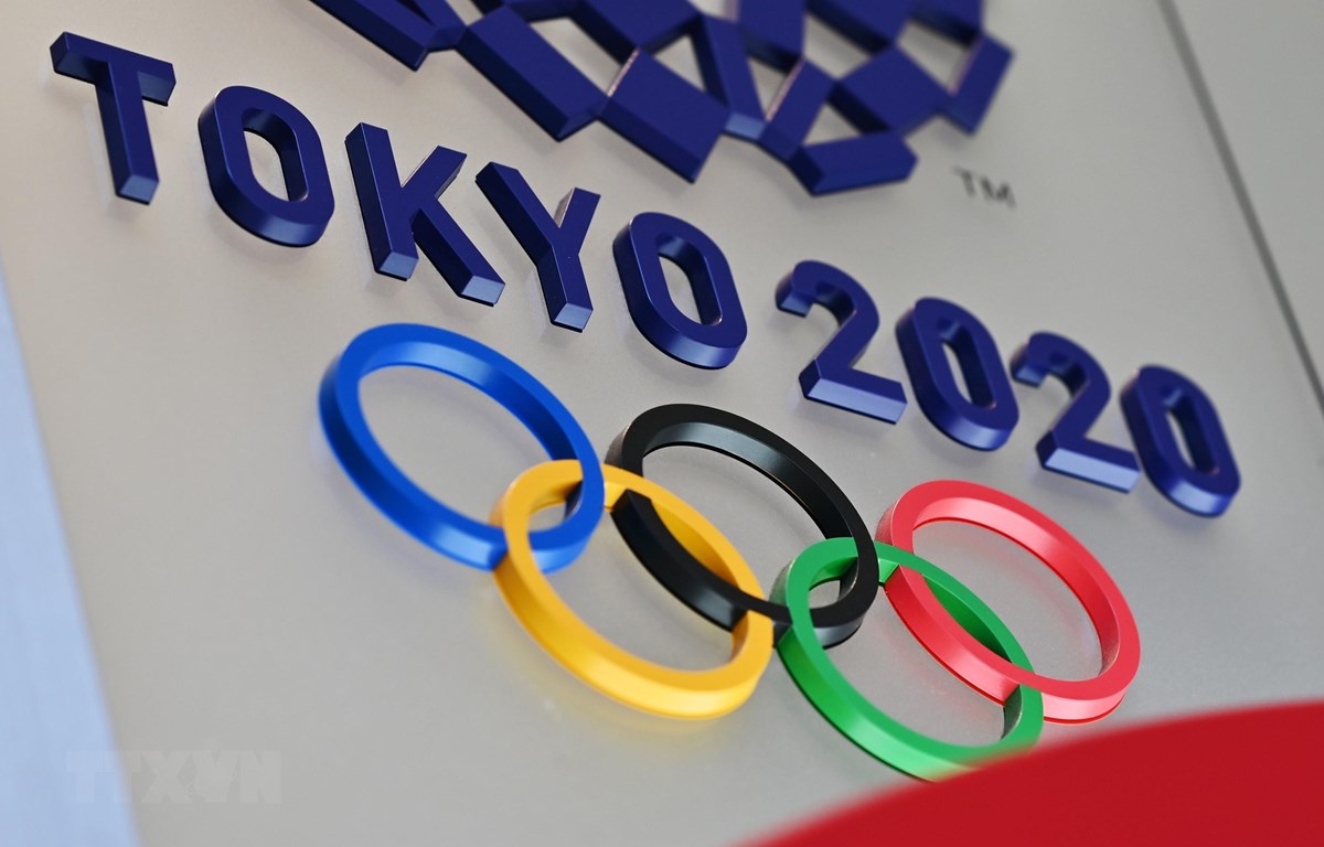 Biểu tượng Olympic Tokyo 2020 tại thủ đô Tokyo, Nhật Bản, ngày 15/3/2020