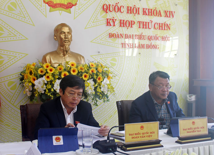 Các ĐBQH tham dự trực tuyến kỳ họp thứ 9, Quốc hội khóa XIV tại đầu cầu Lâm Đồng