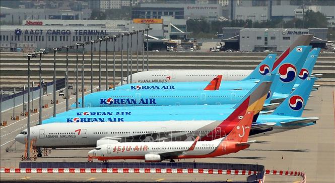 Máy bay của các hãng hàng không Hàn Quốc tại sân bay quốc tế Incheon, phía tây thủ đô Seoul, ngày 7/5