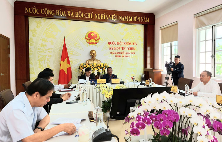 Các đại biểu tham dự họp trực tuyến Kỳ họp thứ 9, Quốc hội khóa XIV tại điểm cầu Lâm Đồng