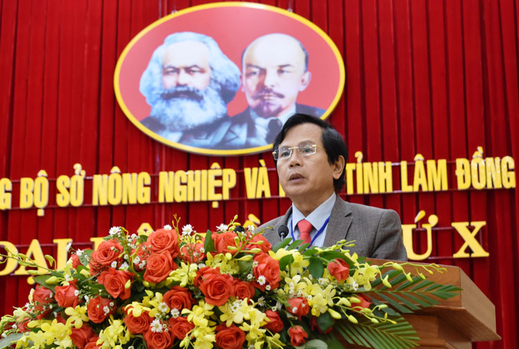 Đồng chí Phạm Thanh Quan - Bí thư Đảng ủy Khối Các cơ quan tỉnh Lâm Đồng phát biểu tại Đại hội