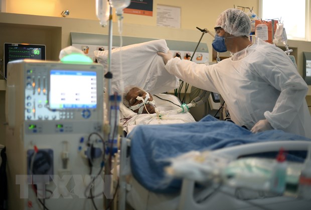 Nhân viên y tế chăm sóc bệnh nhân COVID-19 tại bệnh viện ở Niteroi, Rio de Janeiro, Brazil, ngày 22/6/2020
