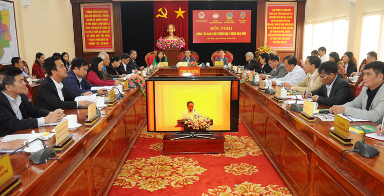 Các đại biểu tham dự hội nghị tại điểm cầu Lâm Đồng
