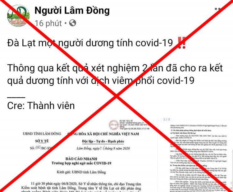 Nhiều trang mạng xã hội chia sẻ thông tin không chính xác về tình hình dịch Covid-19 trên địa bàn tỉnh Lâm Đồng