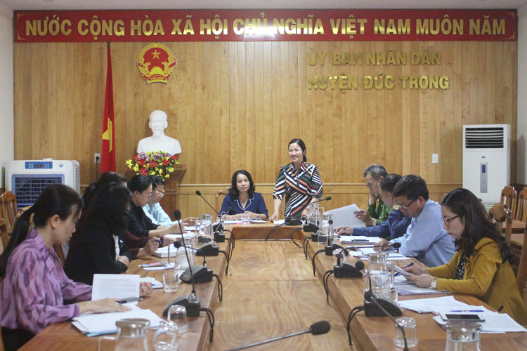 Bà Phạm Thị Ánh Tuyết - Phó Chủ tịch Hội LHPN Việt Nam tỉnh, phát biểu tại buổi làm việc