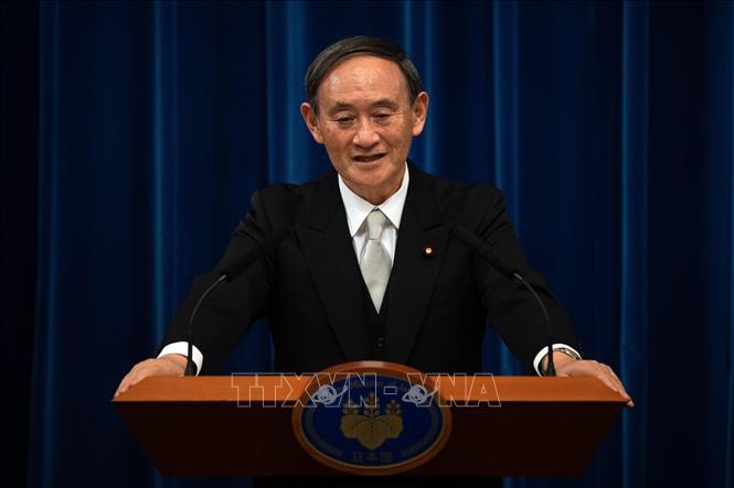 Thủ tướng Nhật Bản Yoshihide Suga phát biểu trong cuộc họp báo sau lễ nhậm chức tại Tokyo, Nhật Bản, ngày 16/9/2020