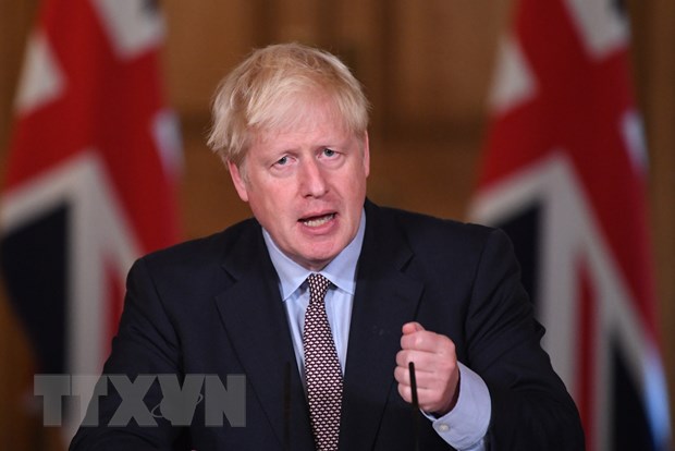 Thủ tướng Anh Boris Johnson phát biểu tại cuộc họp báo ở London ngày 9/9/2020