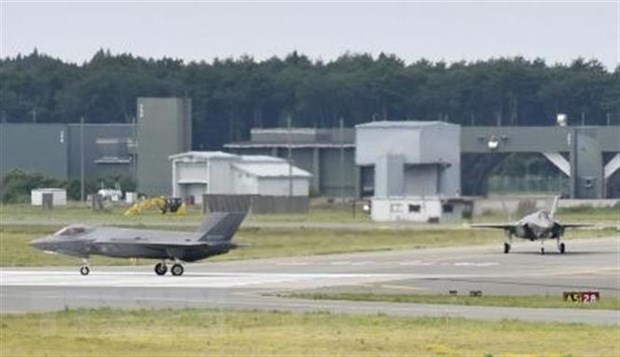 Máy bay tiêm kích F-35A thuộc Lực lượng Phòng vệ trên không Nhật Bản tại căn cứ ở Misawa, tỉnh miền Tây Aomori ngày 1/8/2019