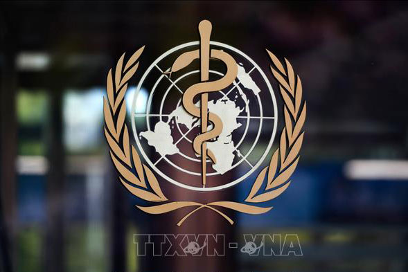 Biểu tượng của Tổ chức Y tế thế giới tại trụ sở ở Geneva, Thụy Sĩ ngày 15/4/2020