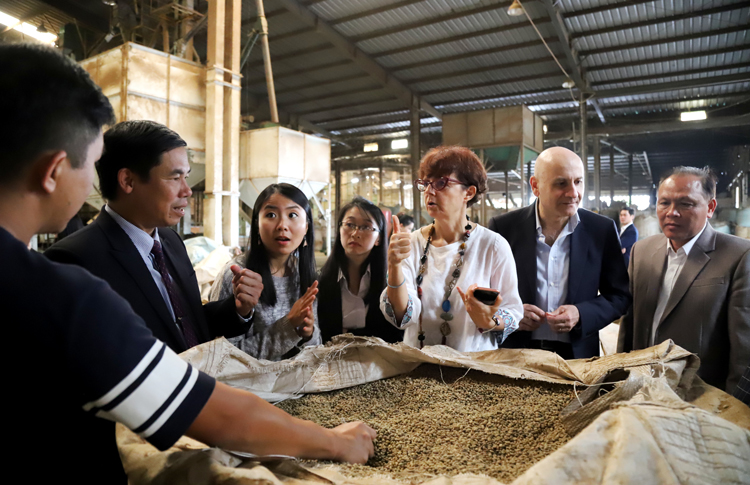 Ngài Antonio Alessandro và phu nhân thăm Công ty TNHH chế biến cà phê Hương Bản (Khu Công nghiệp Lộc Sơn)