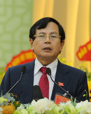 Đồng chí Phạm Thanh Quan - Bí thư Đảng bộ Khối Các cơ quan tỉnh trình bày tham luận
