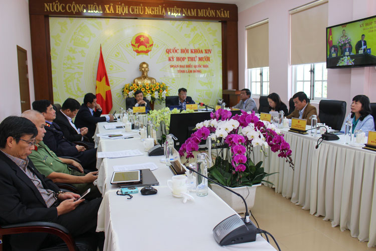 Các đại biểu tham dự trực tuyến kỳ họp thứ 10, Quốc hội khóa XIV tại đầu cầu Lâm Đồng