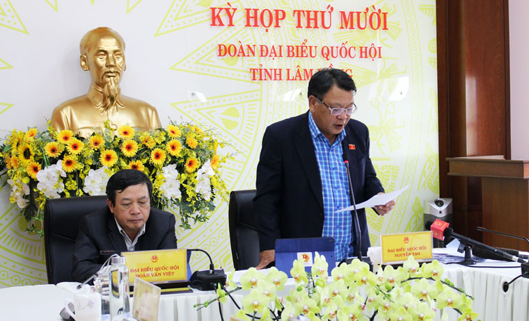 ĐBQH Nguyễn Tạo - Phó Trưởng đoàn chuyên trách Đoàn ĐBQH Lâm Đồng góp ý cho Nghị quyết tham gia lực lượng gìn giữ hòa bình của Liên hợp quốc