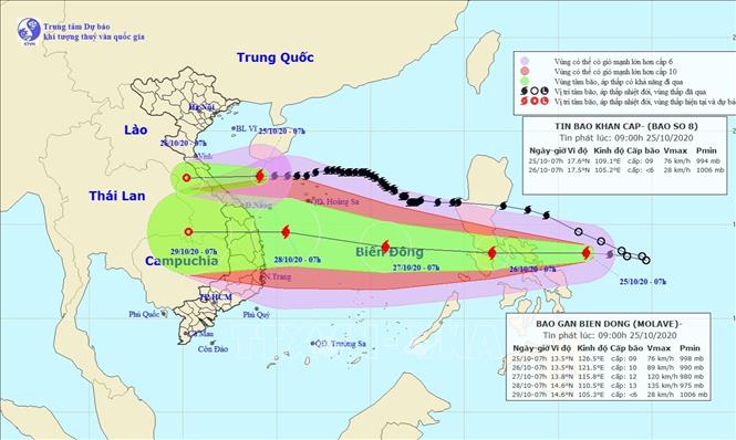 Bản đồ đường đi của bão số 9 (bão Molave)