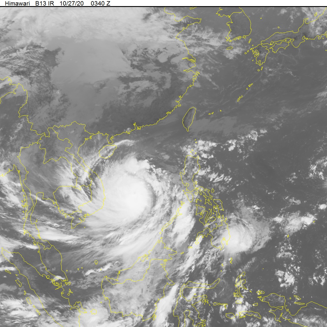 Hình ảnh vệ tinh của cơn bão số 9. Ảnh: Trung tâm Dự báo Khí tượng Thủy văn Quốc gia.