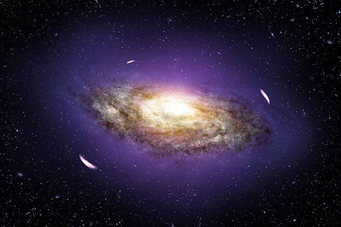 Mô phỏng hình ảnh biến dạng của thiên hà do vật chất tối. 