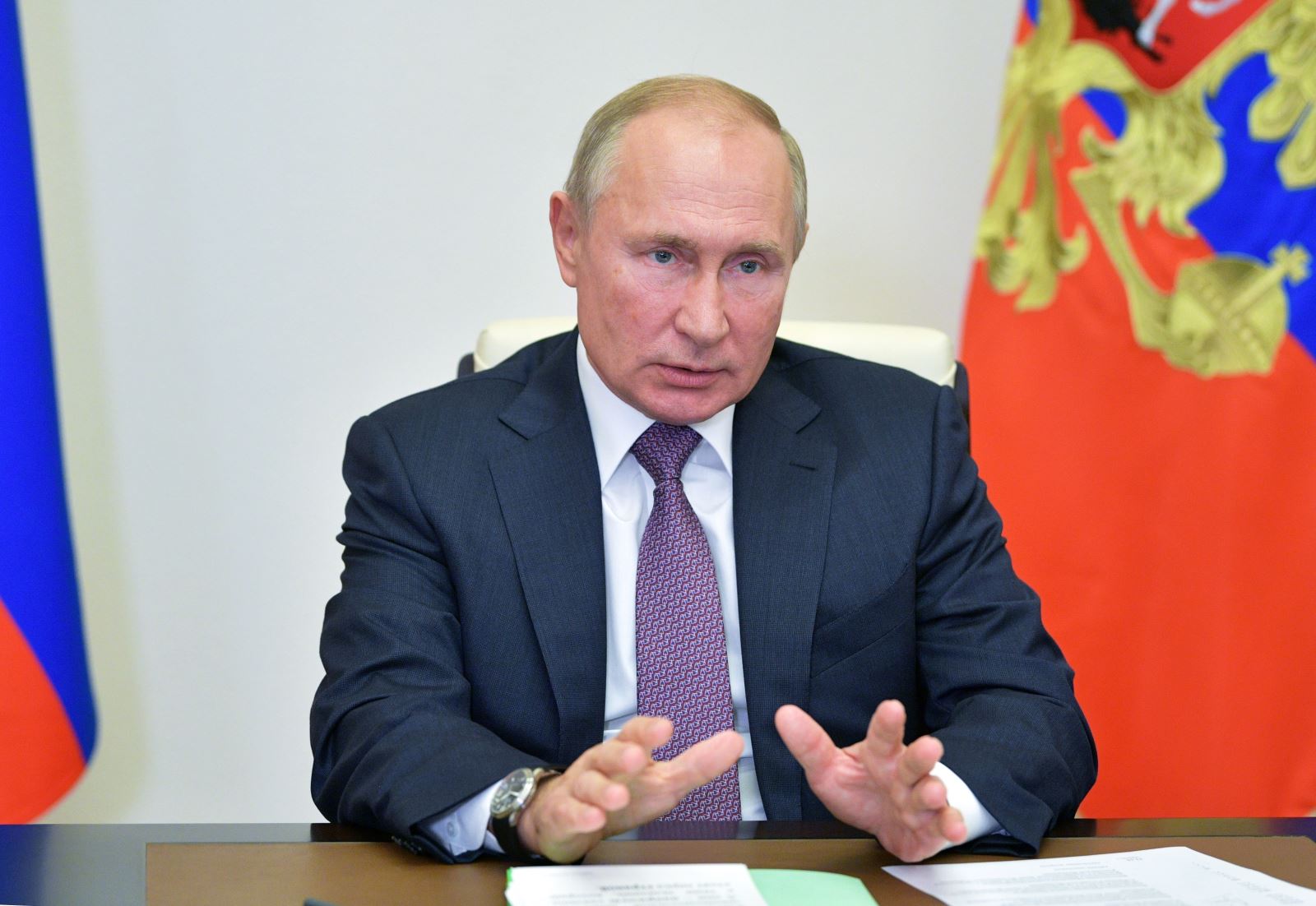 Tổng thống Nga Vladimir Putin tại một cuộc họp ở Moskva ngày 6/10/2020