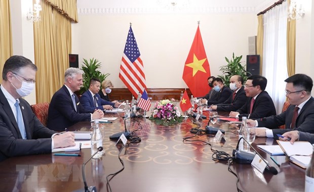 Phó Thủ tướng, Bộ trưởng Bộ Ngoại giao Phạm Bình Minh hội đàm với Cố vấn An ninh Quốc gia Hoa Kỳ Robert O'Brien.