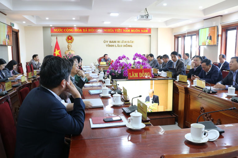 Toàn cảnh Hội nghị trực tuyến tại điểm cầu tỉnh Lâm Đồng