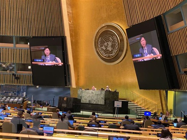 Đại sứ Đặng Đình Quý - Trưởng phái đoàn đại diện thường trực Việt Nam tại Liên hợp quốc, phát biểu trong một cuộc họp tại Đại hội đồng Liên hợp quốc. 