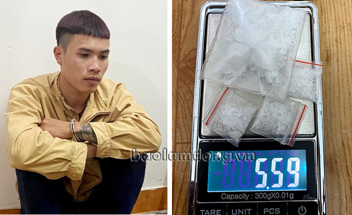Nguyễn Phạm Thái Lâm bị bắt giữ khi đang tàng trữ trái phép 4 gói nilon chứa ma túy trong phòng trọ
