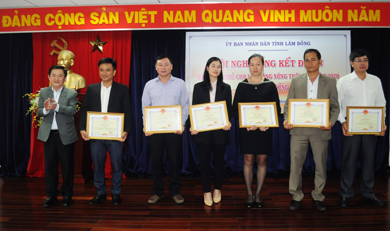 Đồng chí Phan Văn Đa - Phó Chủ tịch UBND tỉnh, tặng bằng khen cho các tập thể, cá nhân đạt thành tích cao trong công tác đào tạo nghề cho lao động nông thôn