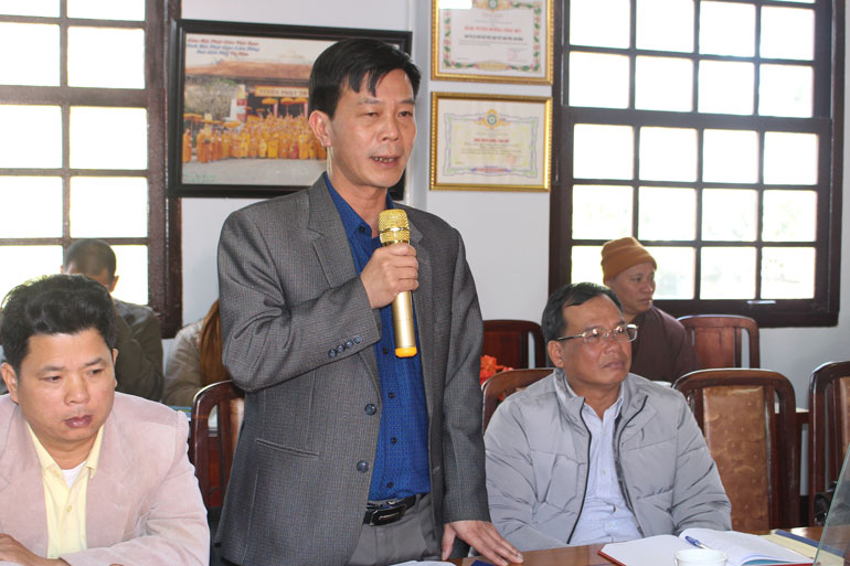 Ông Lê Minh An - Phó Trưởng Ban Tôn giáo - Sở Nội vụ phát biểu tại hội nghị
