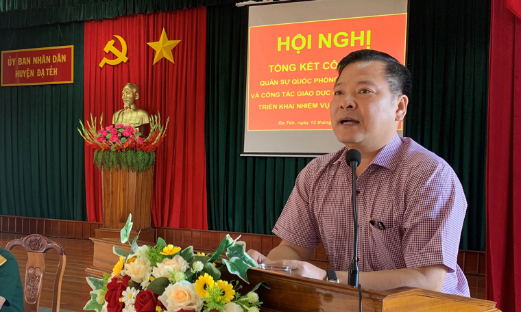 Ông Tống Giang Nam – Phó Bí thư Huyện ủy, Chủ tịch UBND huyện phát biểu tại hội nghị