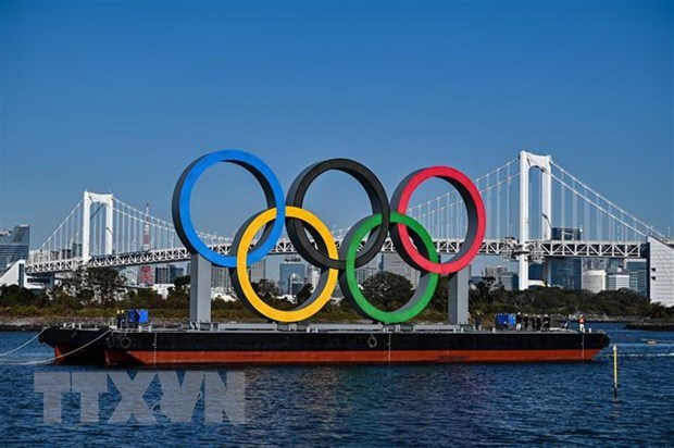  Biểu tượng của Olympic Tokyo tại Tokyo, Nhật Bản
