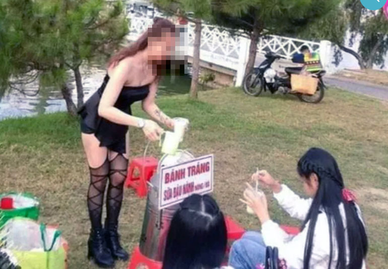 Hình ảnh trên mạng xã hội đăng tải cô gái bán đồ ăn vặt ven hồ Xuân Hương là không đúng sự thật