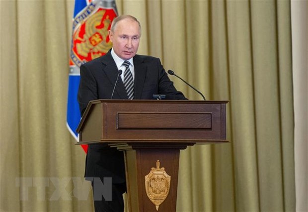 Tổng thống Nga Vladimir Putin phát biểu tại thủ đô Moskva