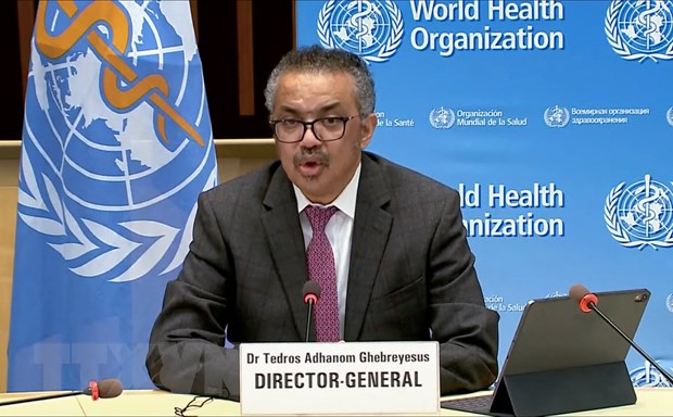 Tổng Giám đốc Tổ chức Y tế Thế giới (WHO) Tedros Adhanom Ghebreyesus tại cuộc họp báo ở Geneva (Thụy Sĩ)
