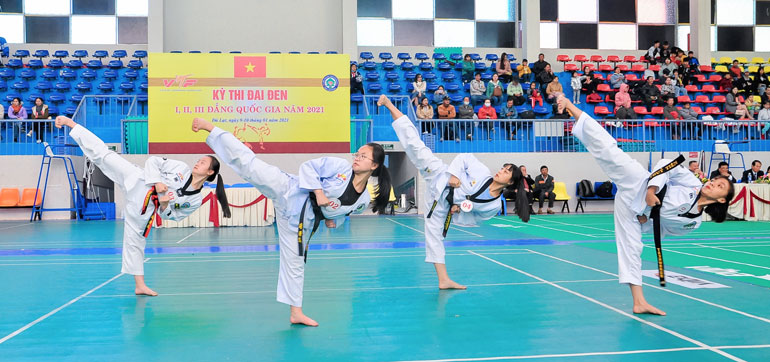 Các môn sinh Taekwondo trong kỳ thi nâng đẳng quốc gia tại Đà Lạt