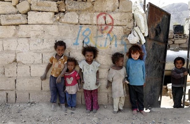 Trẻ em tị nạn tại Sanaa, Yemen, sau khi phải rời bở nhà cửa tránh xung đột ở Hodeidah