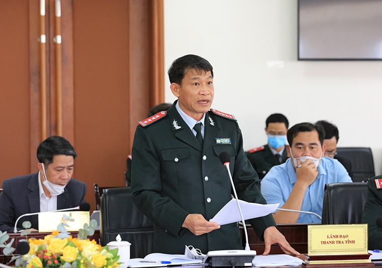 Chánh Thanh tra tỉnh Nguyễn Ngọc Ánh báo cáo tại buổi làm việc