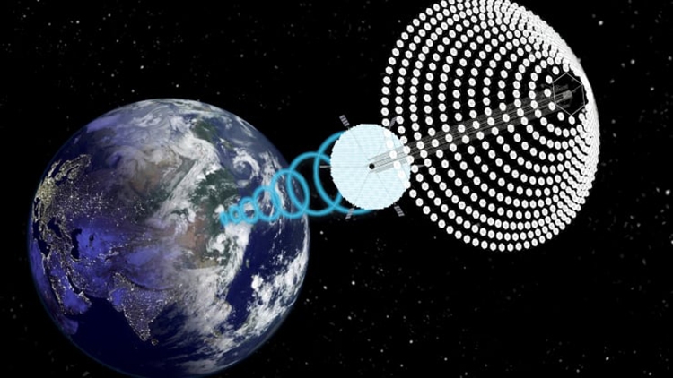 Đồ họa về trạm năng lượng Mặt Trời trên vũ trụ của ông John Mankins. Ảnh: CNBC