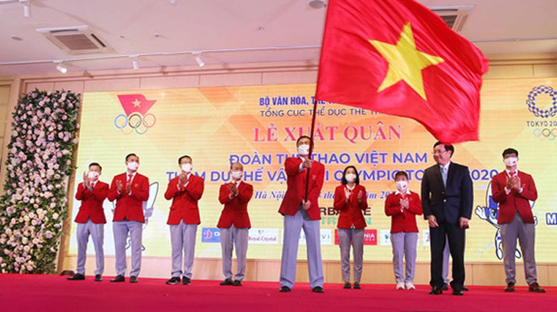 Đoàn thể thao Việt Nam trong lễ xuất quân tham dự Olympic Tokyo 2020. Ảnh: Internet