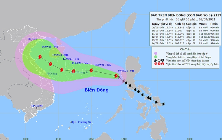 Thời tiết ngày 9/9: Mưa lớn ở Bắc Bộ và Trung Bộ, bão số 5 đi vào biển Đông